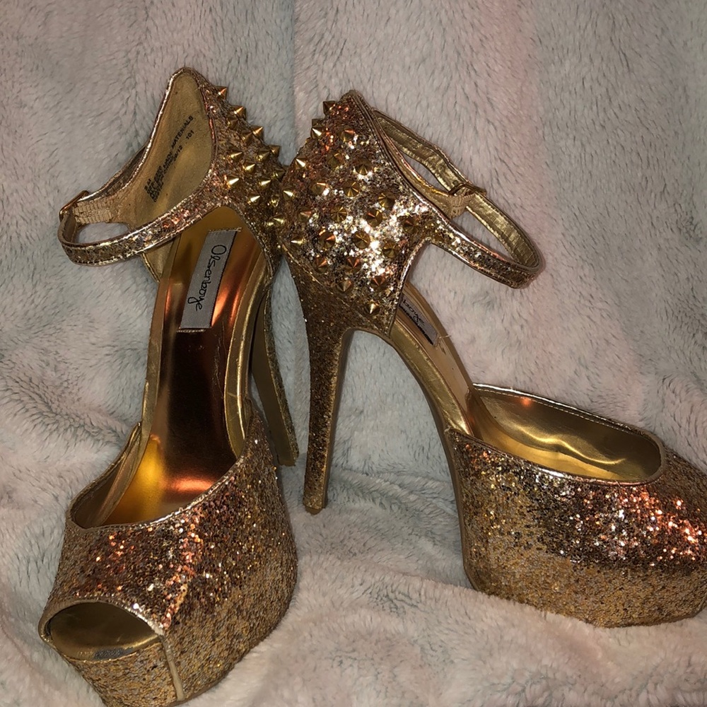 Gold and studded platform heels